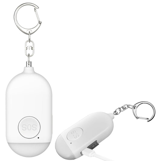 130db Personal Alarm Security Alarm with Keychain LED Flashlight Self Defense Alarm White