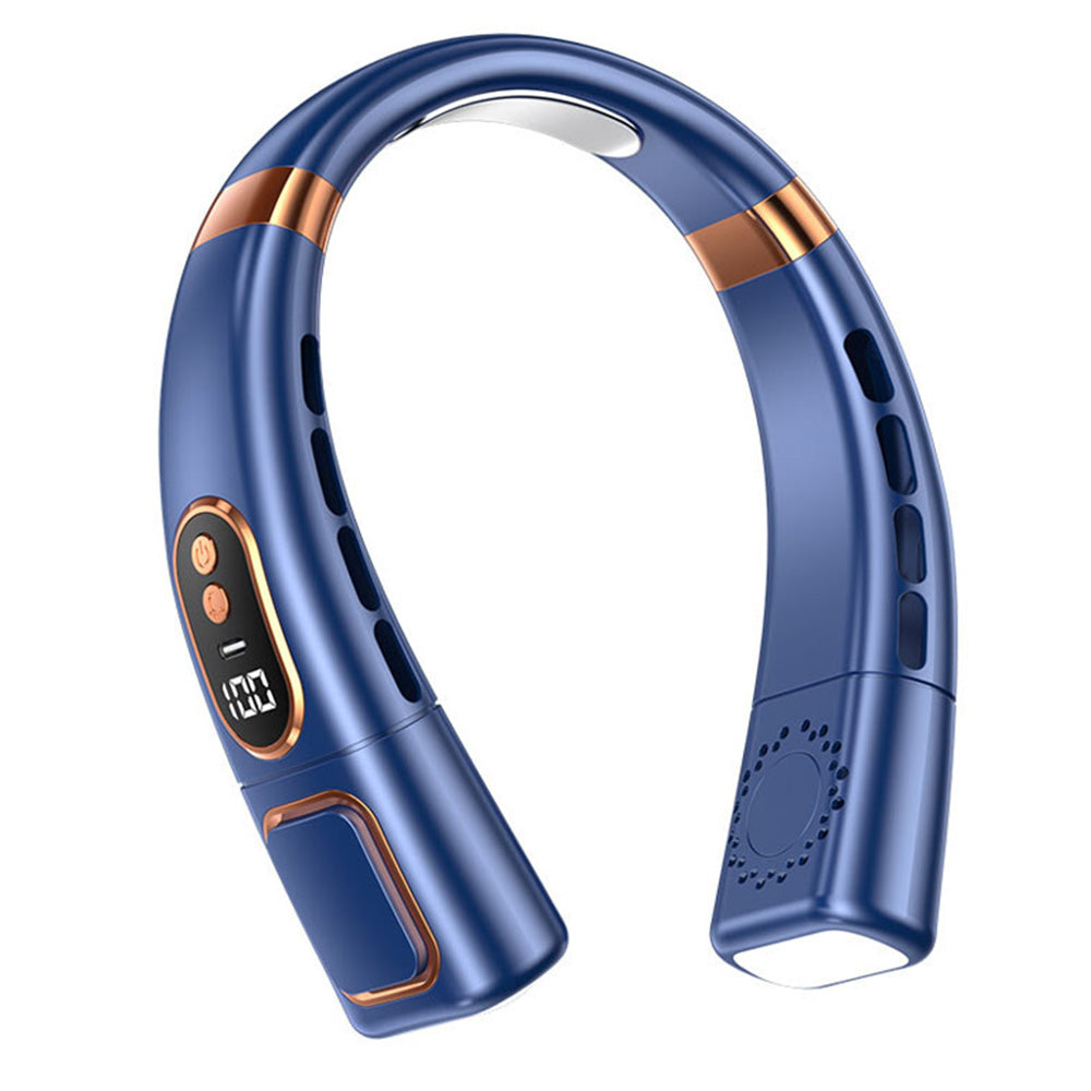 Neck Air Conditioner Wearable Personal Fan with Cooling Plate and Adjustable Airflow Blue
