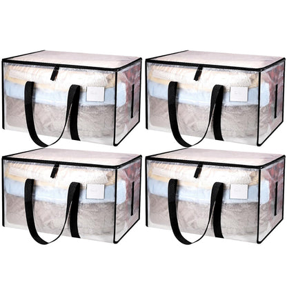 4Pcs 92L Oversized Moving Bag Transparent Christmas Holiday Heavy-Duty Storage Tote