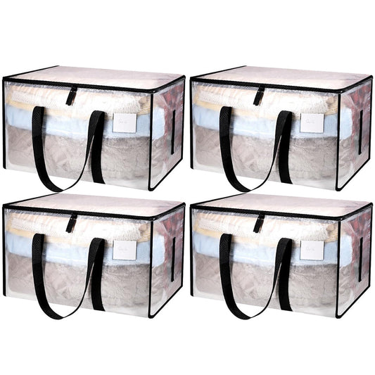 4Pcs 92L Oversized Moving Bag Transparent Christmas Holiday Heavy-Duty Storage Tote