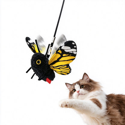 USB Rechargeable Interactive Butterfly Cat Toy Kitten Play Toy with Fluttering Wings Yellow