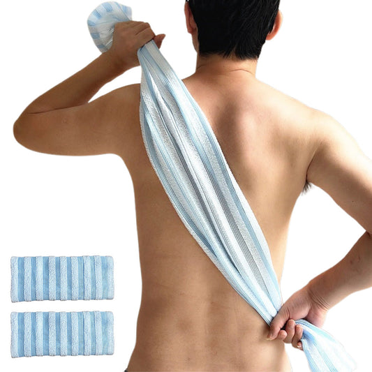 2 PCS Extra Long Exfoliating Back Scrubber Adult Bath Washcloth for Smooth Skin Blue
