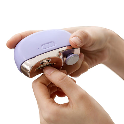 2-in-1 Electric Nail Clipper and Nail Polisher Portable Grooming Tool Purple