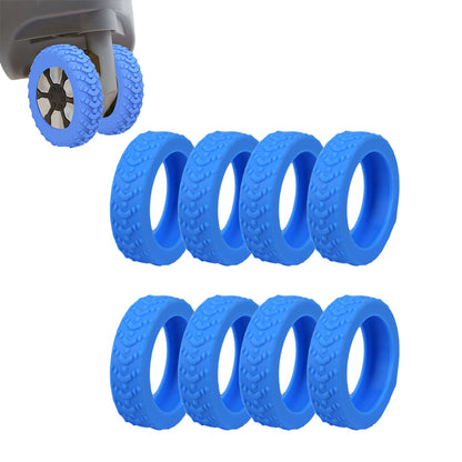 Set of 8Pcs Luggage Wheel Covers Silicone Suitcase Wheel Protectors Blue