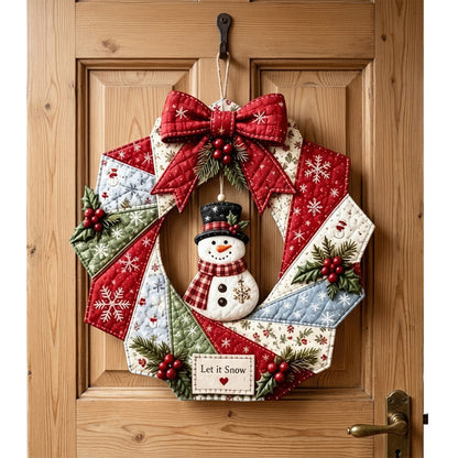 DIY Christmas Quilt Wreath Kit Fabric Sewing Craft Set with Instructions Snowman