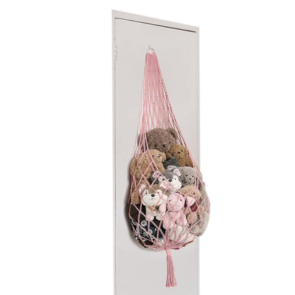 Stuffed Animal Storage Organizer Hammock Hanging Plush Toy Holder Pink
