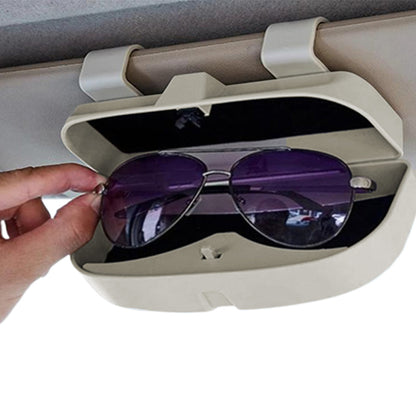 Car Sunglasses Holder Case Box Glasses Clip Auto Visor Card Ticket Organizer Beige