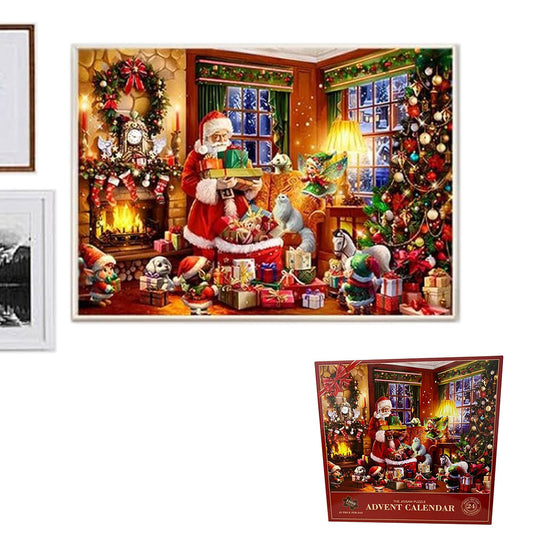 24 Days Advent Calendar 1008Pcs Christmas Puzzle Countdown Calendar Xmas Jigsaw Puzzle Style 2