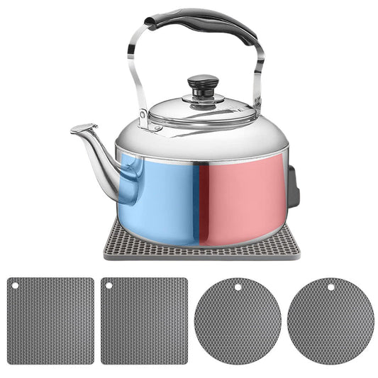 4Pcs Multipurpose Silicone Trivet Mats Heat Resistant Pot Holder Pads for Kitchen Gray