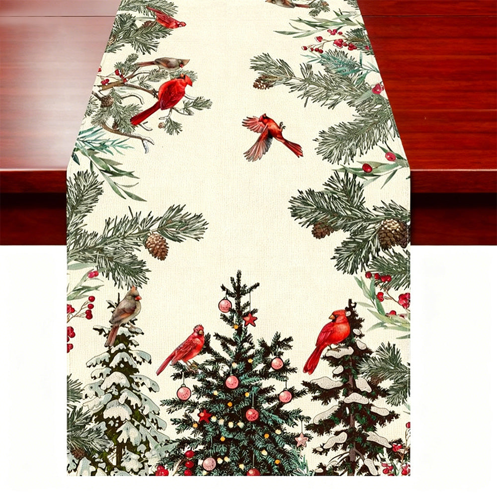 Linen Christmas Table Runner Long Farmhouse Holiday Table Decor for Kitchen Home Style 2