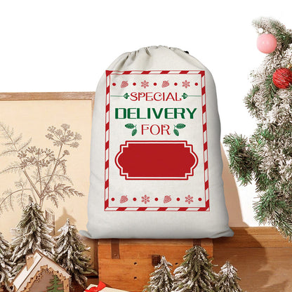 Christmas Gift Canvas Bags Santa Sacks with Drawstring Closure Style 3