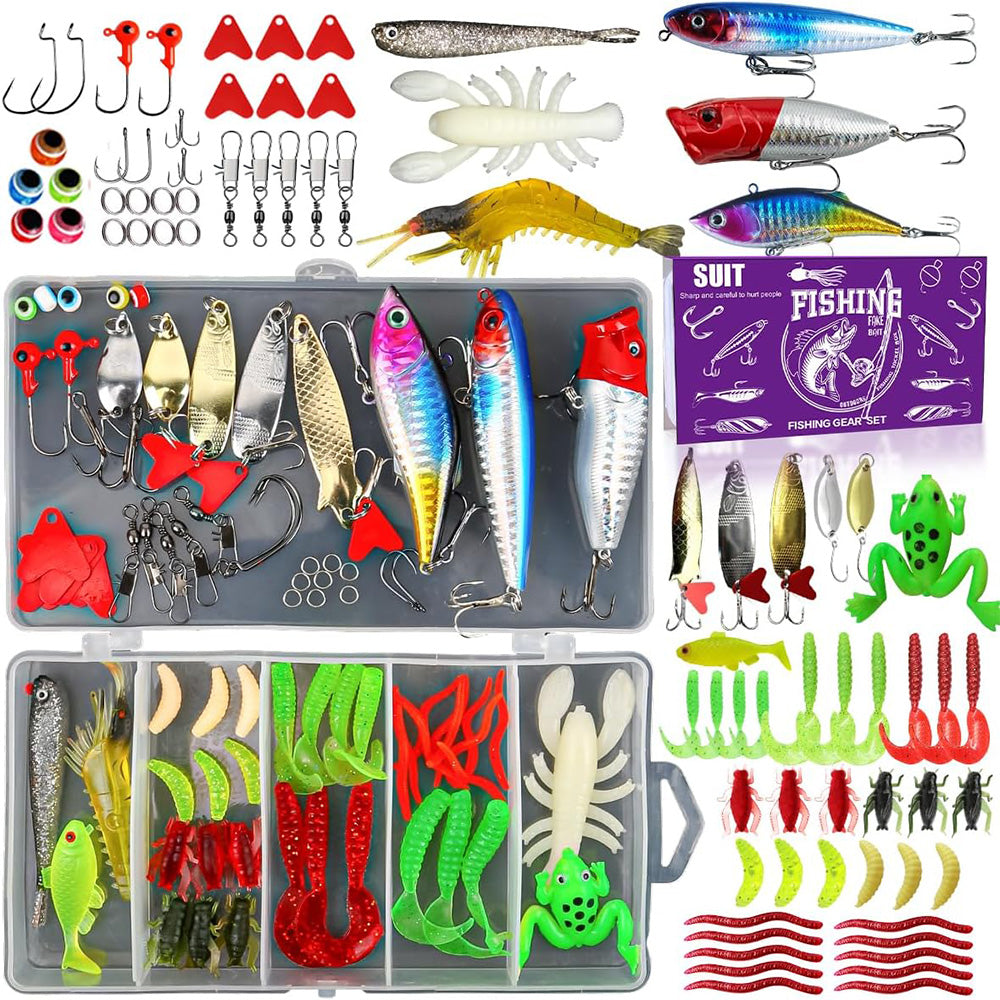 Bass Trout Salmon Fishing Lures Kit ¨C Baits & Tackle Fishing Accessories Set Purple