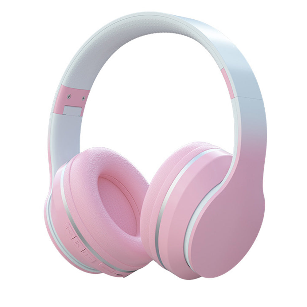 Foldable Kids Wireless Headphones Over Ear Bluetooth Headset with Mic Function Pink