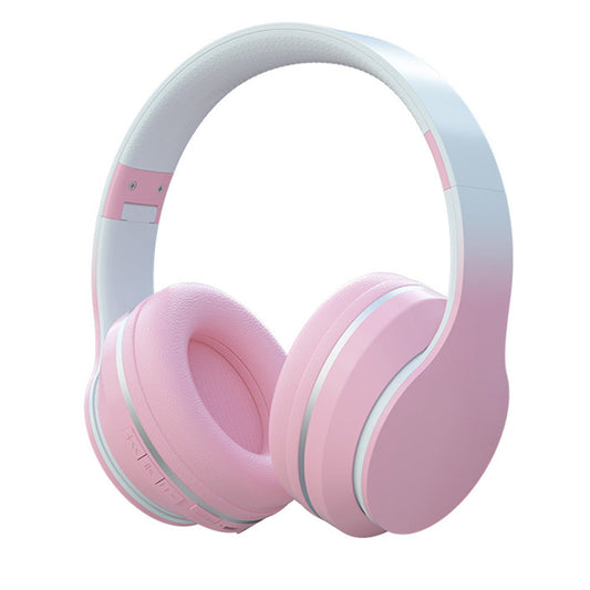 Foldable Kids Wireless Headphones Over Ear Bluetooth Headset with Mic Function Pink