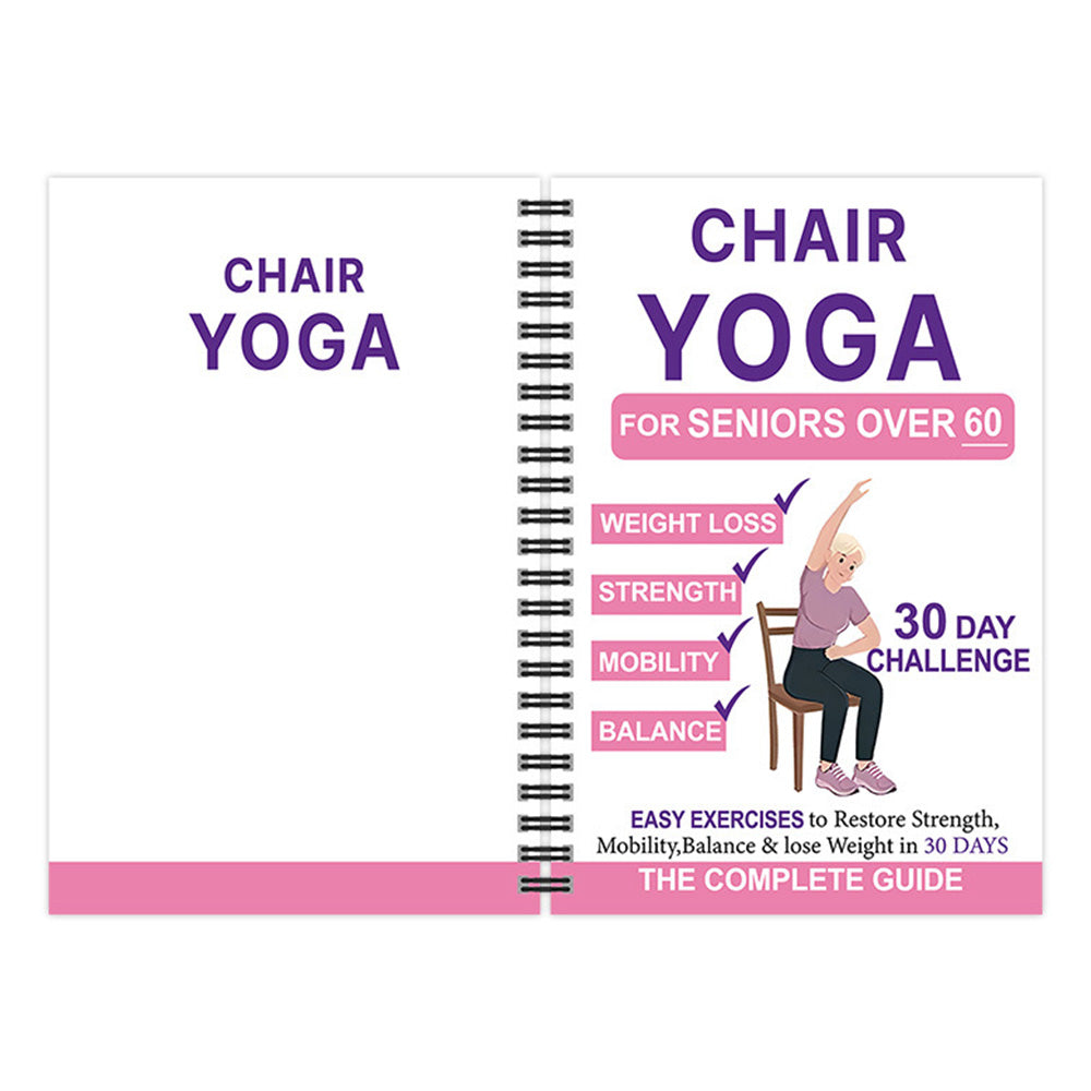 Chair Yoga Notebook for Seniors Wellness Exercises - White