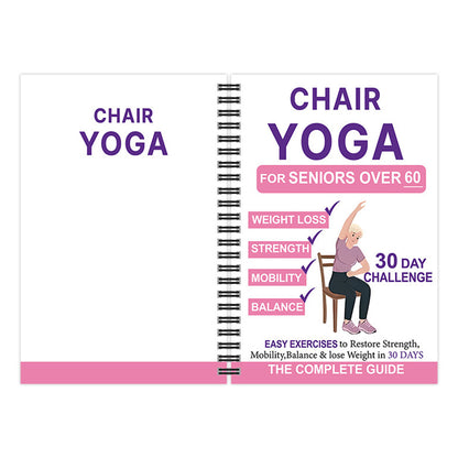 Chair Yoga Notebook for Seniors Wellness Exercises - White