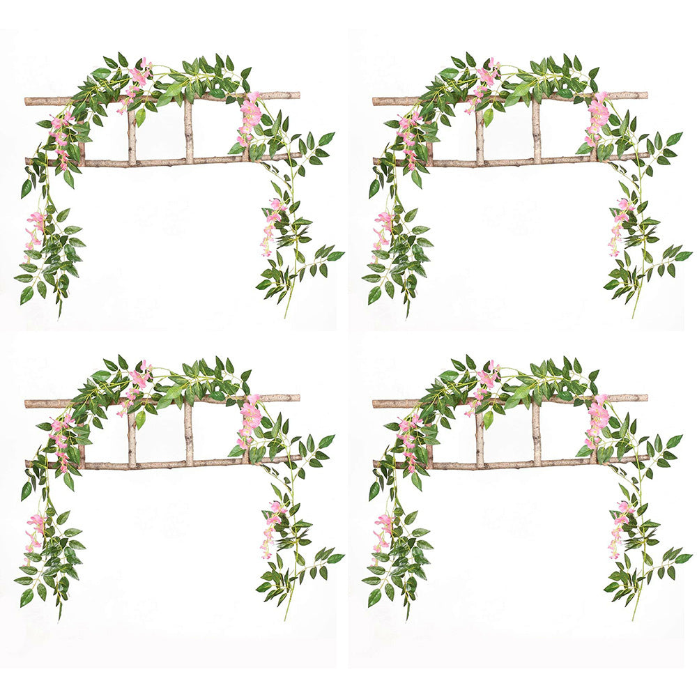 4PCS Artificial Silk Wisteria Vine Hanging Garlands 1.8m for Home & Garden Decoration Pink