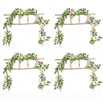 4PCS Artificial Silk Wisteria Vine Hanging Garlands 1.8m for Home & Garden Decoration Pink