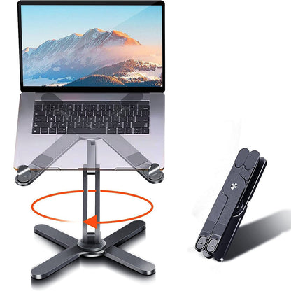 360 Degree Rotating Aluminum Laptop Stand Adjustable Desktop Notebook Holder Gray