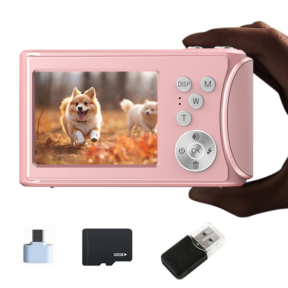2.4-Inch Digital Point & Shoot Camera with 16X Zoom for Teens and Beginners Pink