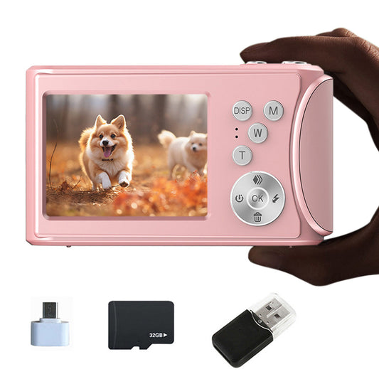 2.4-Inch Digital Point & Shoot Camera with 16X Zoom for Teens and Beginners Pink