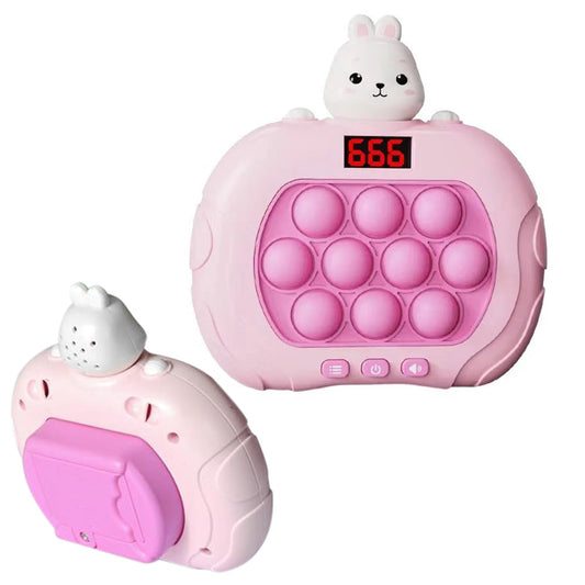 Fast Push Game Pop Puzzle Game Sensory Toys with Digital Display for Kids Pink Rabbit