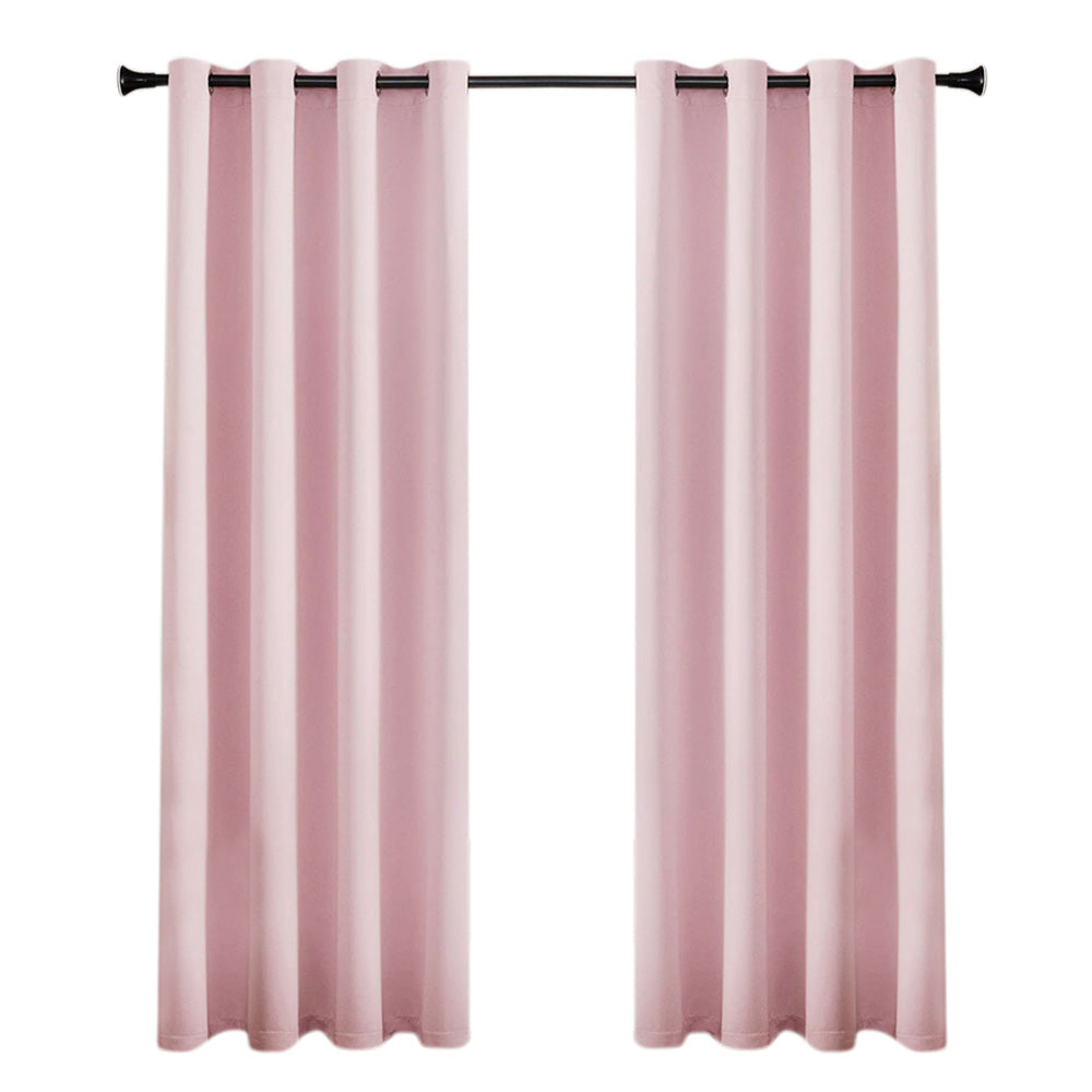 2 Pack 100 Percent Blackout Curtains with Black Liner-Pink
