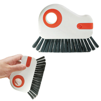 2-in-1 Groove Crevice Cleaning Brush Window Track Cleaning Tool with Hidden Scraper Orange