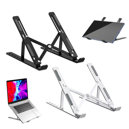 2Pcs 6-Level Adjustable Laptop Stand Foldable Aluminium Tablet Riser with Carry Bag