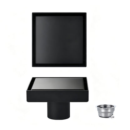 Square Shower Drain with Filter-Black