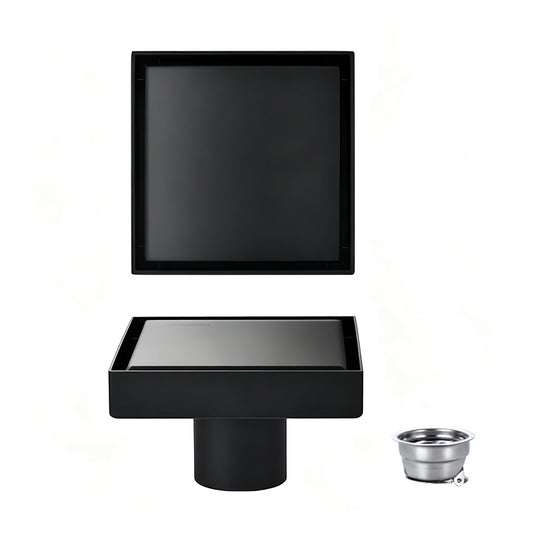 Square Shower Drain with Filter-Black