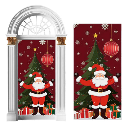 180x90cm Christmas Door Background Cloth Party Decor Hanging Door Curtain Cover Style 2