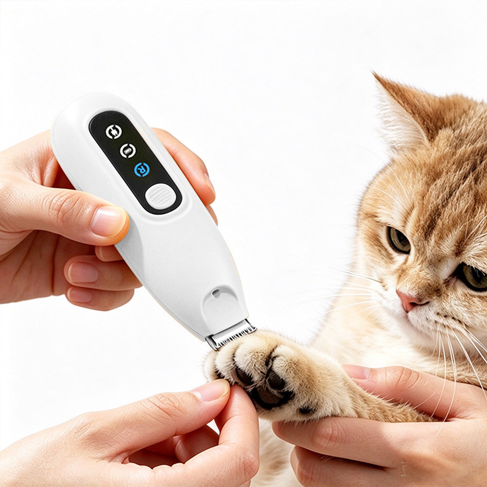 Pet Grooming Clipper Rechargeable Cat Dog Hair Trimmer with LED Light White