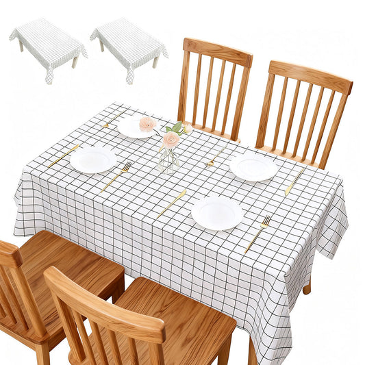 2-Pack PVC Tablecloth Waterproof Oilproof with Checkered Pattern White Check