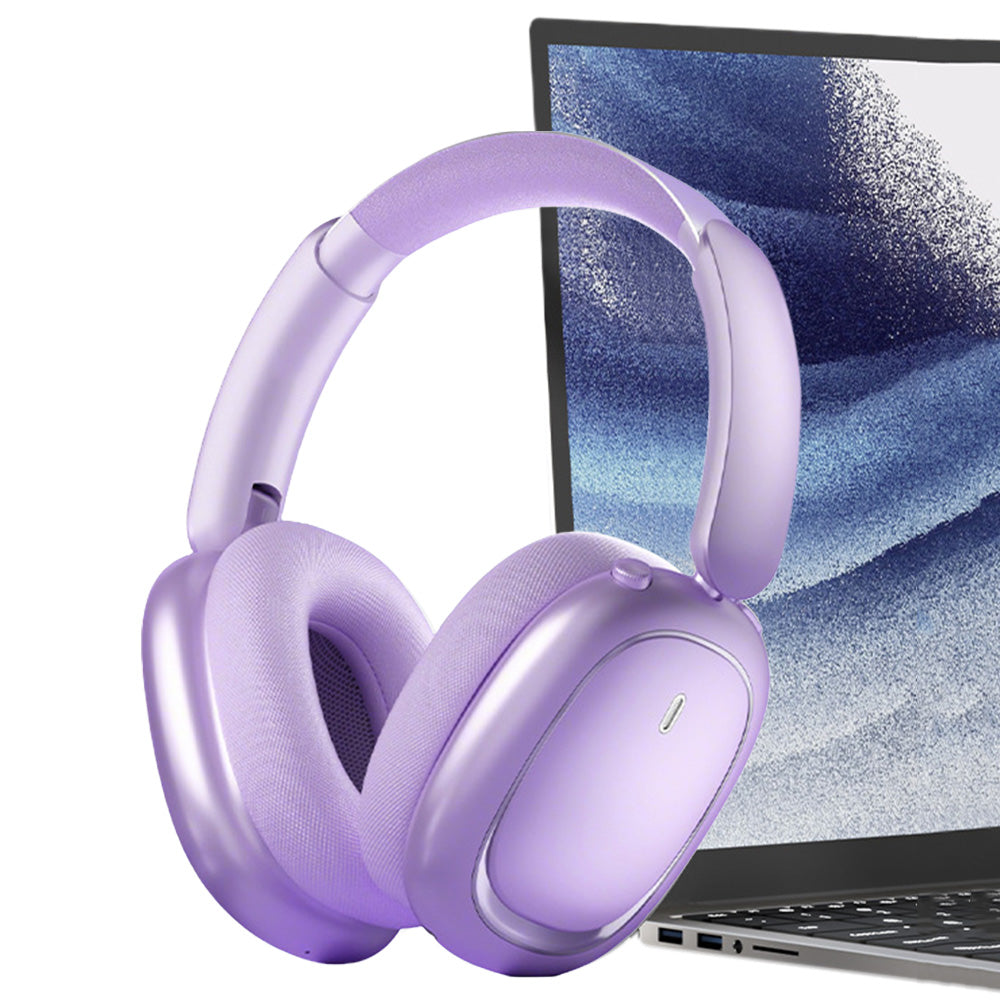 Lightweight Clear Over Ear Bluetooth Headsets-Purple