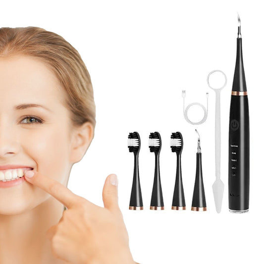 6-in-1 Electric Ultrasonic Teeth Calculus Remover Oral Tooth Cleaner Black