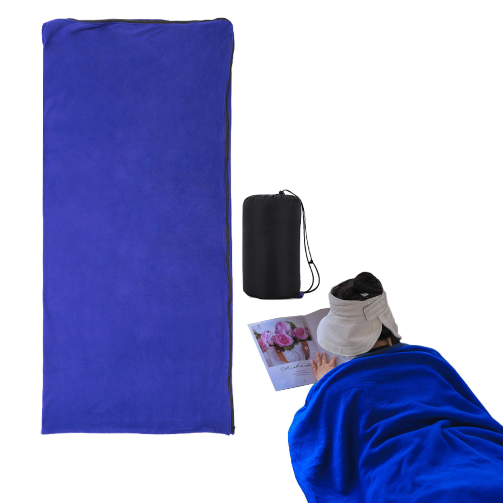 Fleece Single Sleeping Bag Liner Camping Blanket Travel Sheets for Hotel Camping Blue