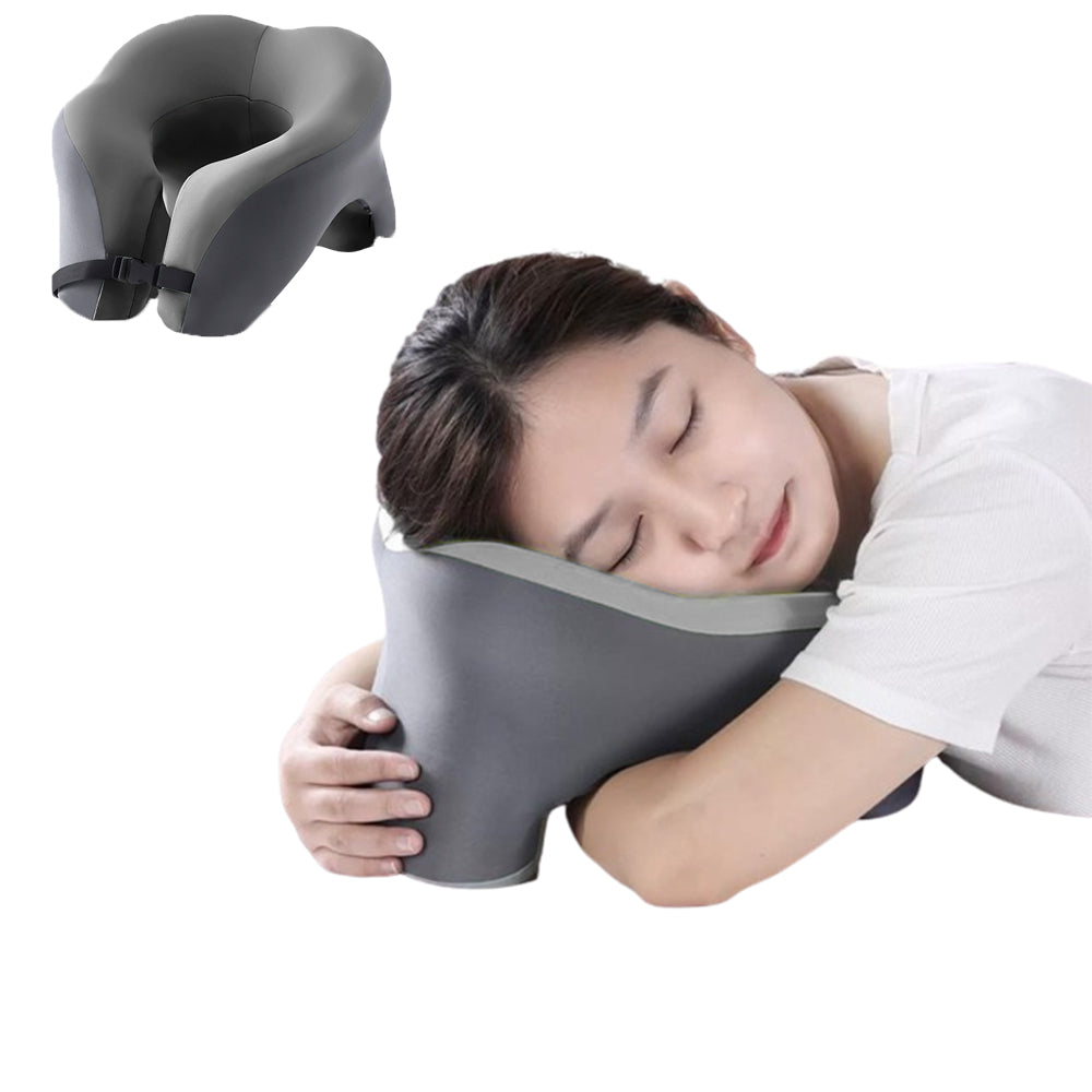 Travel Neck Pillow U-Shaped Neck Support Memory Foam Pillows Gray