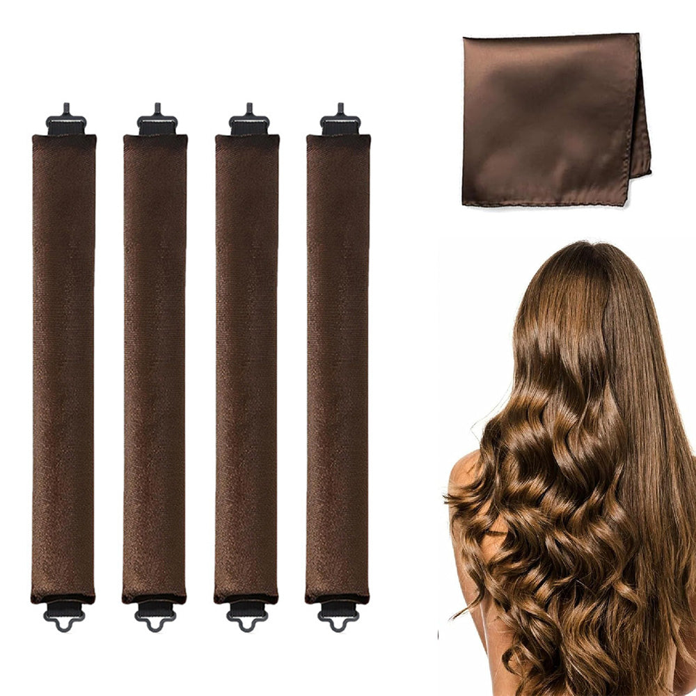 4PCS Heatless Hair Curlers Set for Overnight Styling No-Damage Hair Tools Coffee