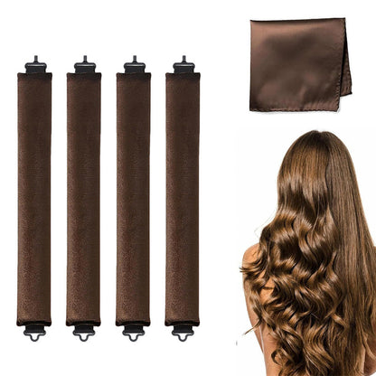 4PCS Heatless Hair Curlers Set for Overnight Styling No-Damage Hair Tools Coffee