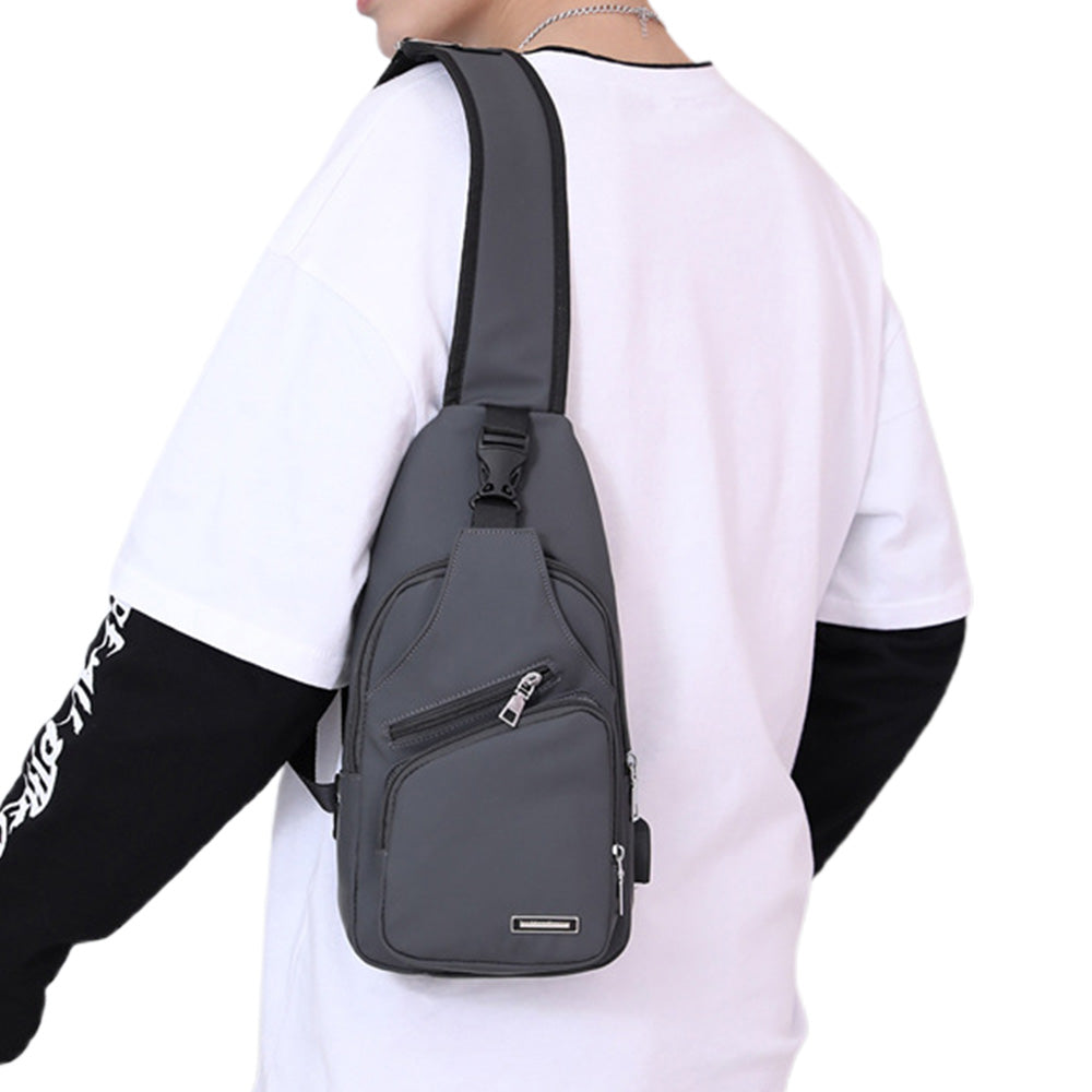 Men Chest Bag Shoulder Backpack Cross Body Satchel Travel Sling   Bag Grey