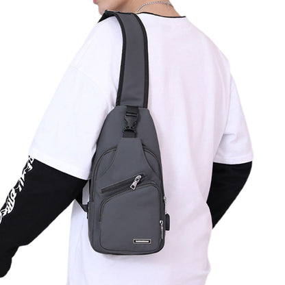 Men Chest Bag Shoulder Backpack Cross Body Satchel Travel Sling   Bag Grey