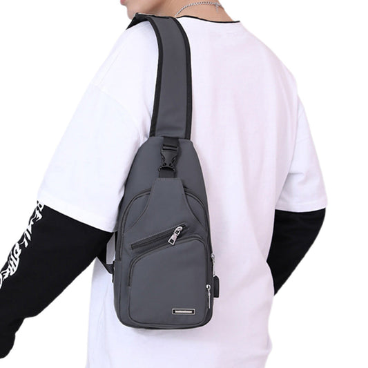 Men Chest Bag Shoulder Backpack Cross Body Satchel Travel Sling   Bag Grey