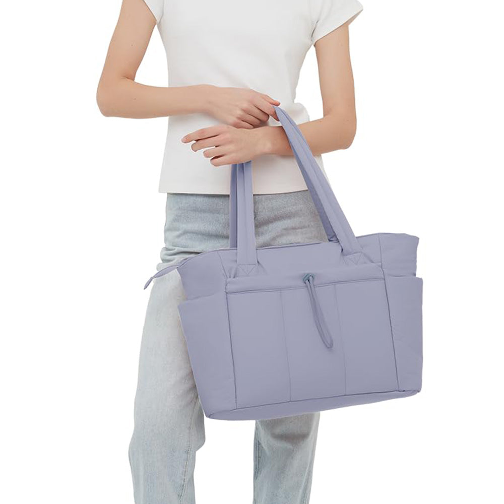 Women¡¯s Handheld Tote Bag ¨C With Cup Holder Compartment and Luggage Sleeve for Travel & Work Purple