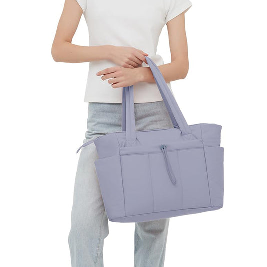 Women¡¯s Handheld Tote Bag ¨C With Cup Holder Compartment and Luggage Sleeve for Travel & Work Purple