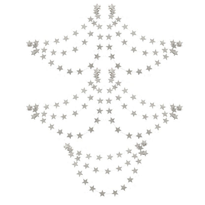 5Pcs 4m Paper Star Garland Hanging Party Decorations for Birthday Backdrop Silver