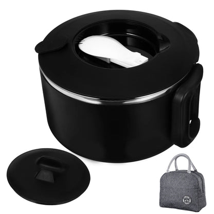 1200ML Large Ramen Bow with Lid Spoon Storage Bag-Black
