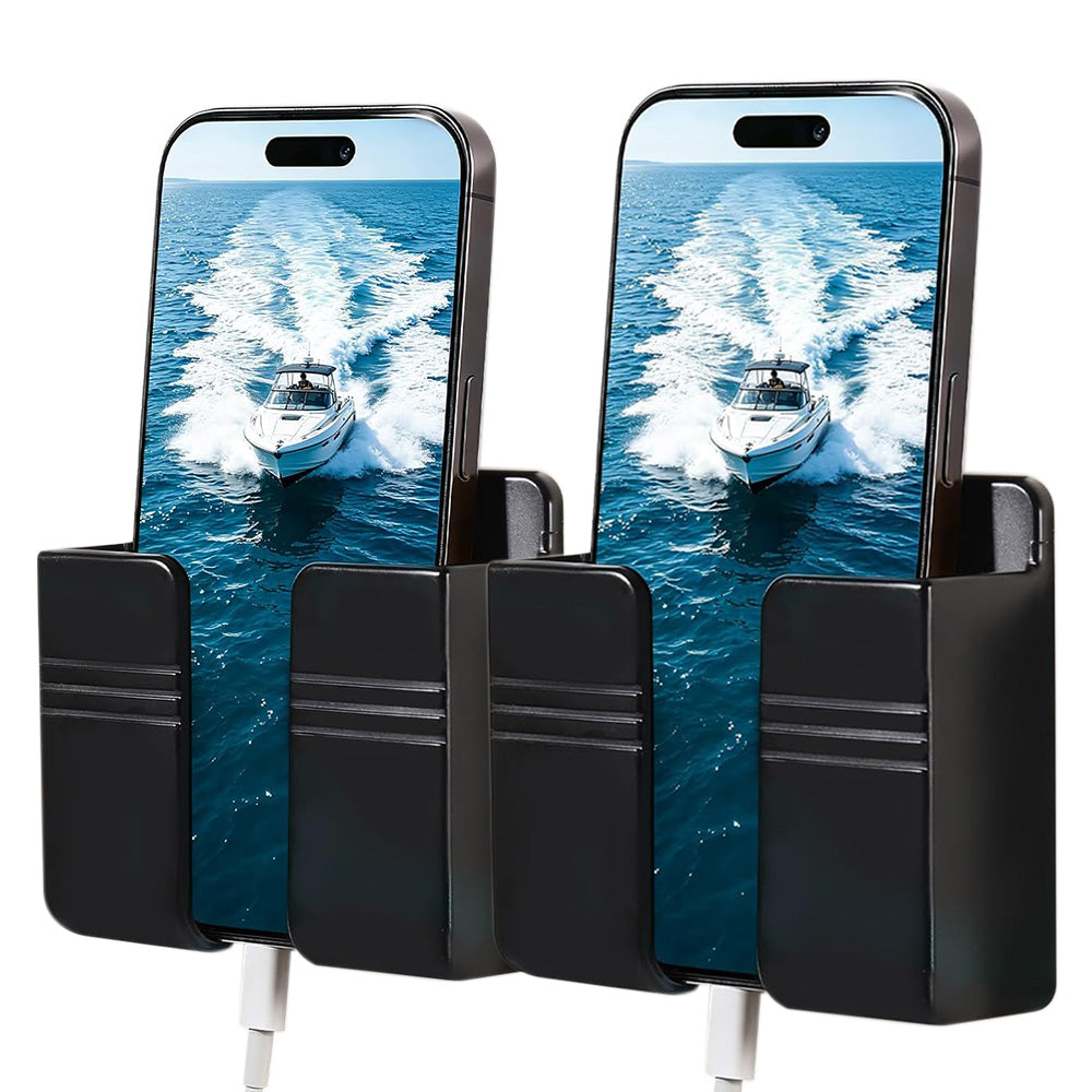 2 Pack Wall Mount Phone Holder with Peel and Stick -Black