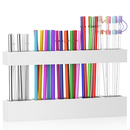 Reusable Straw Holder for Cabinet Door Kitchen Cupboard Storage Organizer White