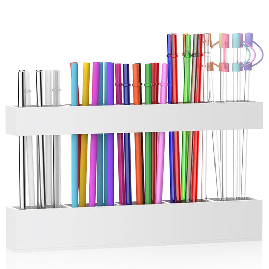 Reusable Straw Holder for Cabinet Door Kitchen Cupboard Storage Organizer White